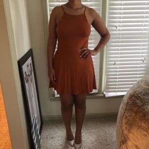 Burnt orange fit and flare dress